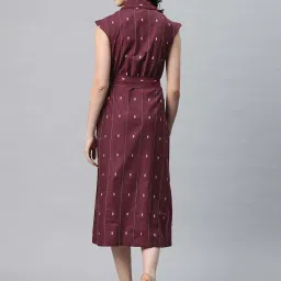 Cottinfab Maroon Striped Casual Dress image 2