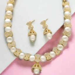 Sri Jagdamba Pearls Shine Pearl Necklace Set for Women and Girls-picture-45