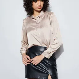 Ginger By Lifestyle Light Beige Regular Fit Shirt-picture-25