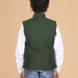 AJ Dezines Kids Green Solid Waistcoat image 2