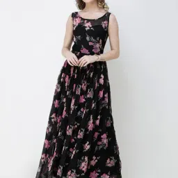 Scorpius Black Floral Print Maxi Dress-picture-43