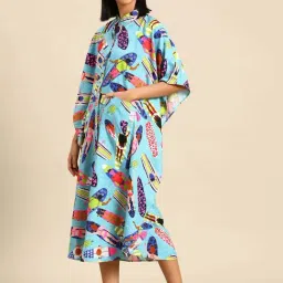 Mabish By Sonal Jain Blue Printed A-Line Kaftan Dress image 3