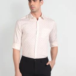 Arrow Off White Cotton Regular Fit Printed Shirt-picture-49
