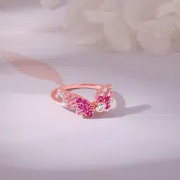 GIVA 925 Silver Rose Gold Fly In Pink Ring for Women-image-98