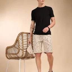 Thomas Scott Beige Cotton Regular Fit Printed Shorts image 5