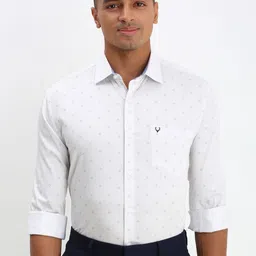 Allen Solly Men Spread Collar Micro Ditsy Printed Cotton Slim Fit Formal Shirt image 1