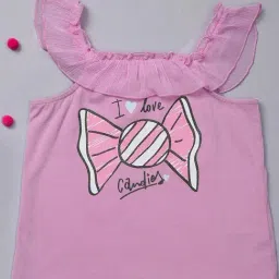One Friday Kids Pink Printed Regular Fit Top-picture-20