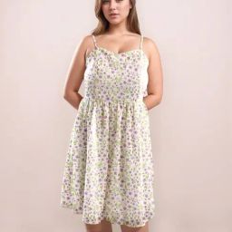Zink London White Fitted Floral Print Dress-picture-1