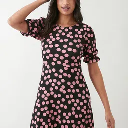 DOROTHY PERKINS Polka Dot Print Puff Sleeve A-Line Dress-picture-16