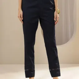 Libas Blue Cotton Regular Fit Pants-picture-24