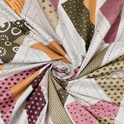 Aura White & Purple Ethnic Motifs 210 TC Queen Bedsheet with 2 Pillow Covers image 3