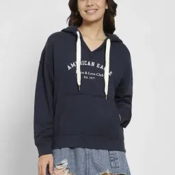 American Eagle Navy Cotton Regular Fit Printed Hoodie-image-46