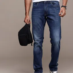 WROGN Men Slim Fit Light Fade Whiskers and Chevrons Stretchable Jeans image 1