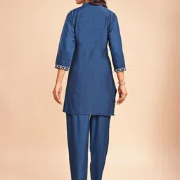Peach Petals Embroidered Tunic With Trousers Co-Ords image 5