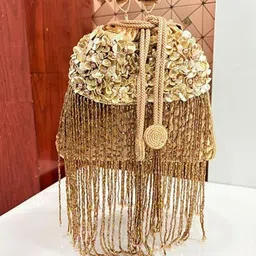 SKIMMER Embellished Silk Potli Bag,with Handmade Embroidery image 5