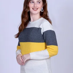 The Roadster Lifestyle Co Color-Blocked Round Neck Pullover Sweater image 4