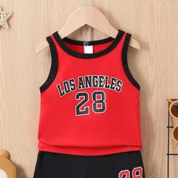 MUSNAH GARMENTS Kids-Unisex Red Cotton Blend Clothing Set-image-52