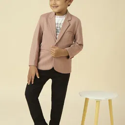 YK Lycra Full Sleeves Blazer Set with Graphic printed T-Shirt - Rose-picture-41