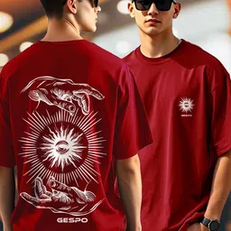 AUSK Graphic Printed Round Neck Drop-Shoulder Sleeves Pure Cotton Oversized T-shirt image 3