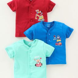 Cucumber Half Sleeves Cotton Vest Vehicle Printed - Royal Blue Red Sea Green-picture-37