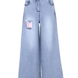 Cutecumber Sequin Patch Embellished Flared Jeans - Blue-picture-18