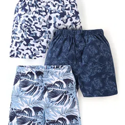 Babyhug Cotton Woven Boxers Camo & Leaf Print Pack Of 3- Blue & White-picture-21