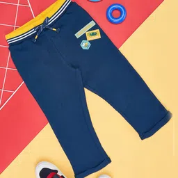 Pantaloons Baby Self Designed & Insects Patch Detailed Trousers - Blue-picture-22