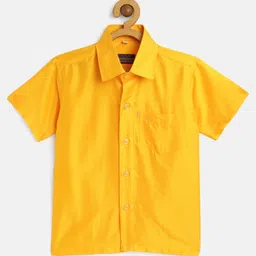 THANGAMAGAN Viscose Half Sleeves Soild Without Lining Shirt - Yellow-picture-23
