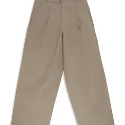 My Milestones Twill Solid Harper Wide Leg Darted Trousers - Beige-picture-22