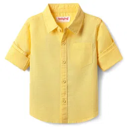 Babyhug Linen Woven Full Sleeve Solid Color Shirt - Light Yellow-image-51