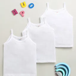 BUMZEE Cotton Knit Pack Of 3 Sleeveless Solid Slips - White-picture-28