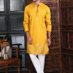 MANQ Men Ethnic Motifs Embroidered Regular Thread Work Kurta with Pyjamas image 5