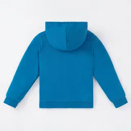 Ed-a-Mamma Sustainable Cotton Full Sleeves Text Printed Hooded Sweatshirt - Blue image 2
