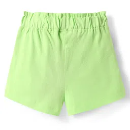 Babyhug Single Jersey Knit Shorts with Floral Print & Bow Applique - Light Green image 2