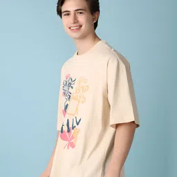 V-Mart Men Typography Printed Round Neck Cotton Oversized T-shirt image 5