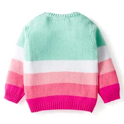 Babyhug Cotton Knit Full Sleeves Pullover Sweater Set with Cap & Color Block - Multicolor image 3