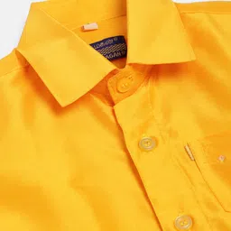 THANGAMAGAN Viscose Half Sleeves Soild Without Lining Shirt - Yellow image 4