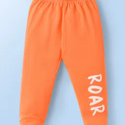 Doodle Poodle Cotton Knit Footed Bootie Leggings With Animal Print Pack Of 3 - Orange & Light Blue image 4