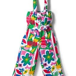 OLLINGTON ST. Cotton Half Sleeves Floral Printed Jumpsuit With Inner Tee - Red & Multicolor image 4