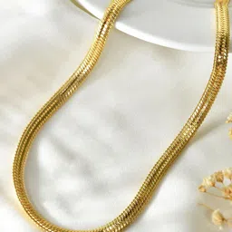 PYR FASHION Men 18K Gold-Plated Minimal Snake Chain-image-9