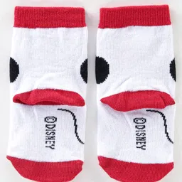 Cute Walk By Babyhug Anti Bacterial Ankle Length Socks MInnie Mouse Print Pack Of 3 - Red & Black image 5