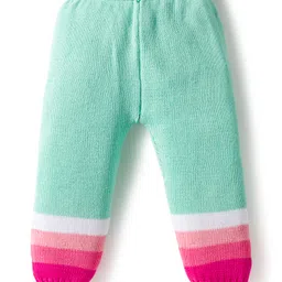 Babyhug Cotton Knit Full Sleeves Pullover Sweater Set with Cap & Color Block - Multicolor image 5