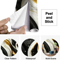 Aura 2-Pcs Black & White Printed Self Adhesive Wallpaper image 4