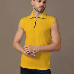 BEYOU FASHION Men Solid Polo Collar Cotton T-shirt-image-78