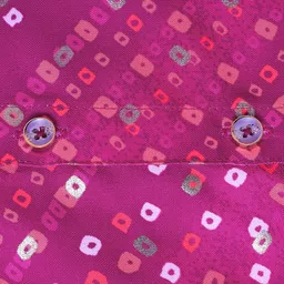 Robo Fry Silk Woven Full Sleeves Kurta Pyjama Set with Bandhani Print- Pink & Plum image 2