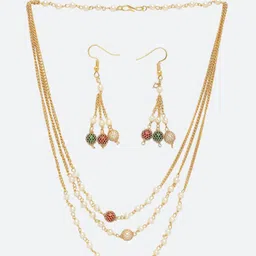 NVR Women Multi color Gold-Plated Artificial Beads Jewellery Set image 2