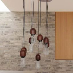 Fos Lighting Brown Modern Wooden 8 Light Hanging Lamp - Set of 1-picture-8