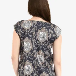 RAREISM Black Cotton Blend Printed Short Sleeves Top image 2