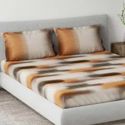 Ddecor Live beautiful Primary Brown 144 TC Cotton Queen Bedsheet with 2 Pillow Covers image 2