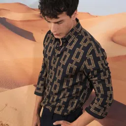 Rare Rabbit Grey Regular Fit Geometric Shirt image 2